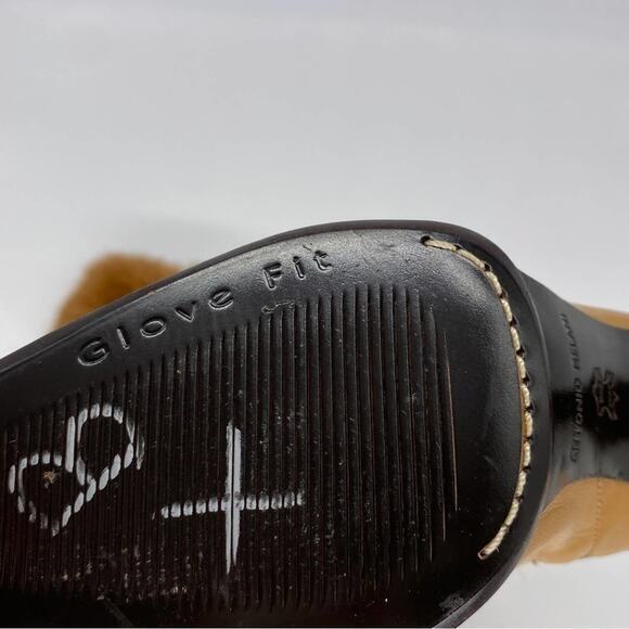 Antonio Melani leather glove fit fur camel color heel booties - Picture 7 of 10